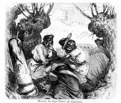El asesinato del legado papal, Pierre de Castelnau, 1860-80 de French School