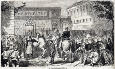 La escuela nacional de veterinaria de Alfort - Las grandes escuelas de Francia - escuela veterinaria de Maison Alfort en 1866 - La consulta diaria - Grabado en “Le monde illustre” de 1866 de French School