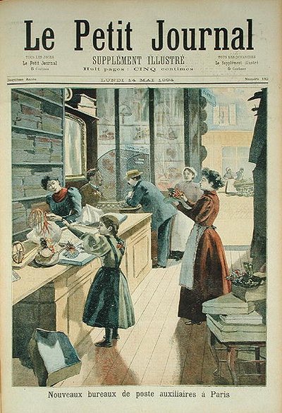 La nueva oficina de correos auxiliar en París, de Le Petit Journal, 18 de mayo de 1894 de French School