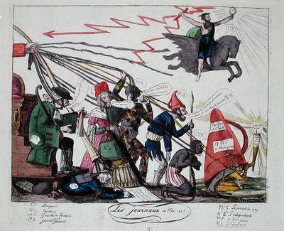 Los periódicos de mayo de 1815 (grabado en color) de French School
