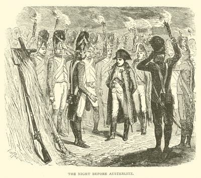 La noche antes de Austerlitz (grabado) de French School