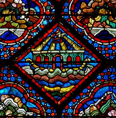 La ventana de Noé: la paloma es liberada del arca de French School