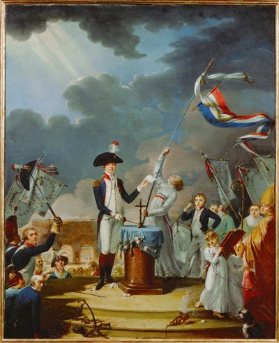 El juramento del general Lafayette en la celebración de la ... de French School