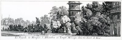 La Pagoda, la Mezquita y la Alhambra o Templo Moro en Kew, de Jardins Anglo-Chinois a la Mode, por George Louis le Rouge, publicado en 1775-78 de French School