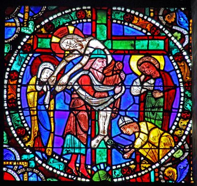La ventana de la Pasión: El descenso de la cruz - Depositio - con José de Arimatea de French School