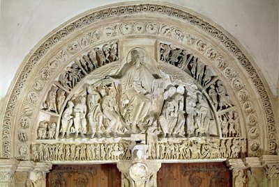 El Pentecostés, del tímpano del portal central, c.1120 de French School