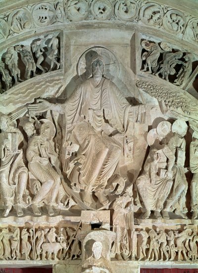 El Pentecostés, del tímpano del portal central, c.1120 de French School