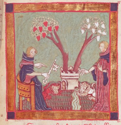 El Testamento de los Filósofos, de un manuscrito de Alquimia, siglo XIV de French School