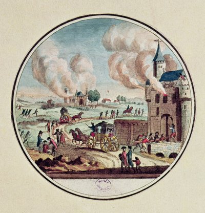 El saqueo y destrucción de castillos y la emigración de príncipes y cortesanos en julio de 1789 de French School