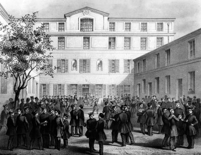 La escuela polaca en el Boulevard Batignolles, París, c.1850 de French School