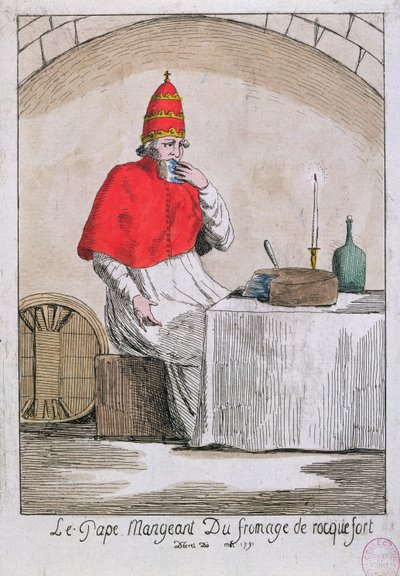 El Papa comiendo queso Roquefort, 1791 de French School