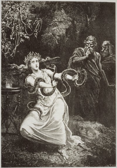 La Pitia, de LHistoire de la Magie por Paul Christian, ilustrado en Historia de la Magia, publicado a finales del siglo XIX de French School