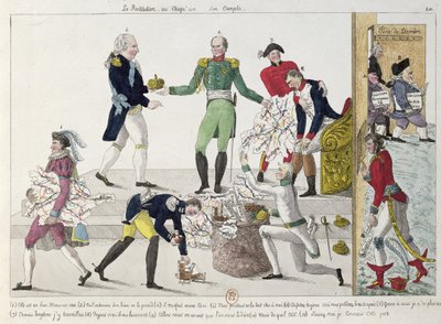La Restauración o el Imperio Francés siendo dividido después de Waterloo, 1815 de French School