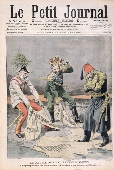 El Resurgimiento de la cuestión de los países orientales y los Balcanes, ilustración de portada de Le Petit Journal, 18 de octubre de 1908 de French School
