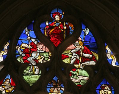 La resurrección (el pelícano con sus crías abajo) de French School