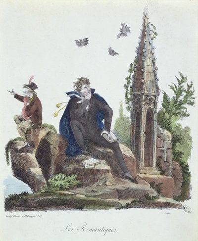 Los Románticos, grabado por Montoux y Cheyere, 1830 de French School