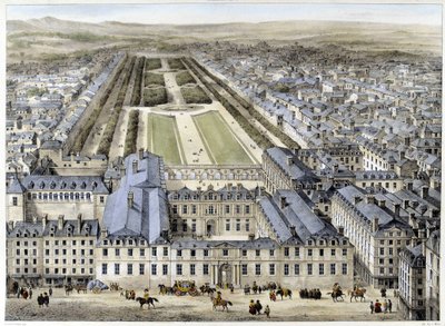 El Palacio Real en 1679, visto desde la calle St Honoré - litografía de French School