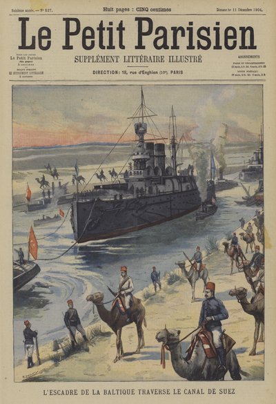 La flota báltica rusa pasando por el Canal de Suez de French School