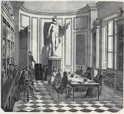 La Escuela de Medicina de París - un examen en la sala de instrumentos - Grabado en “Tableau-de-Paris” de Edmond Texier 1852 de French School