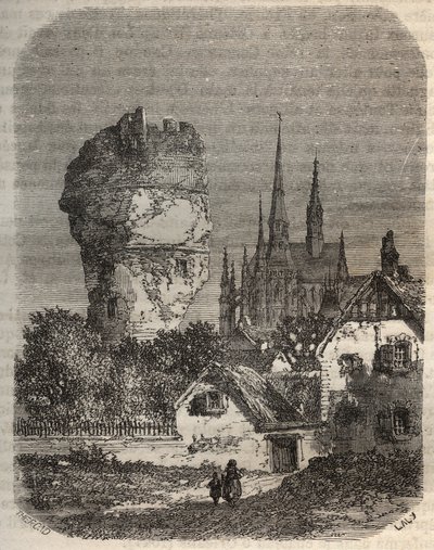 La Torre de Gallardon - torre feudal, data del siglo XII - grabado en “Histoire de France” por Victor Duruy (1811-1894) - 1882 de French School