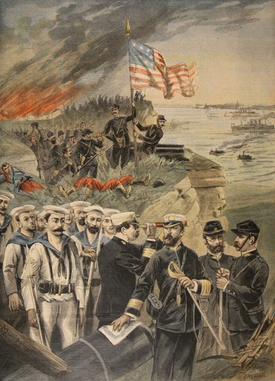 La guerra hispanoamericana: desembarco en Guantánamo, ilustración de Le Petit Journal: Suplemento ilustrado, 1898 de French School