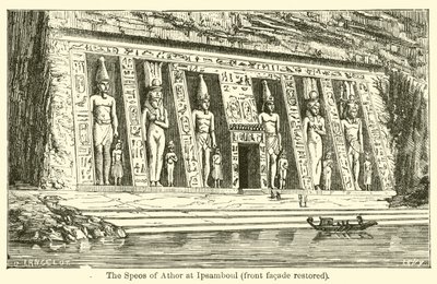 El Speos de Athor en Ipsamboul, fachada frontal restaurada de French School