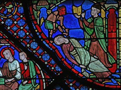 La ventana de San Jaime: Filetus es atado con un hechizo por Almogenes (Hermoniges) de French School