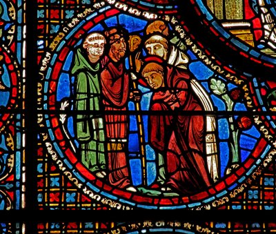 La ventana de San Lubin: San Avito bendice a Lubin y a los dos monjes de French School
