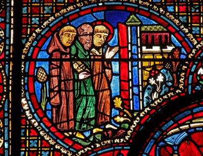 La ventana de San Lubin: llega a una iglesia con dos monjes de French School