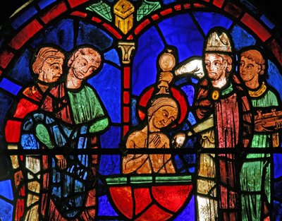 Ventana de San Martín: el bautismo del santo de French School