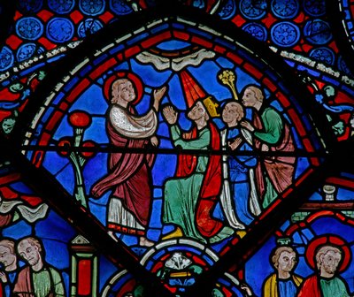 La ventana de San Tomás: predica el Evangelio a un rey de French School