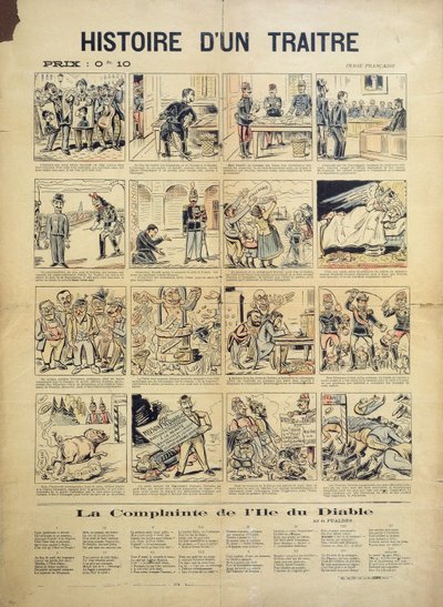 La Historia de un Traidor, caricatura y hoja de canción anti-Dreyfusard de French School