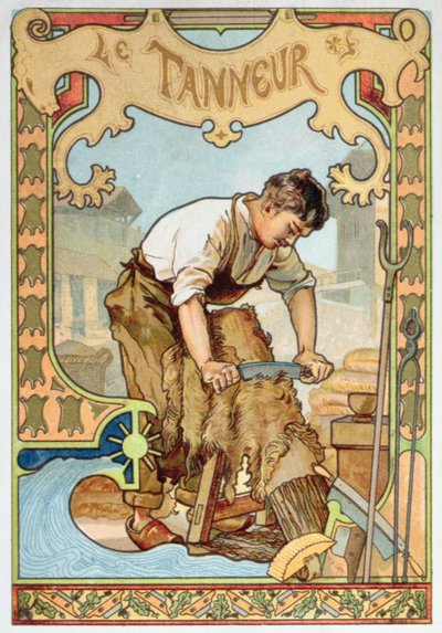 El curtidor, ilustración de un libro sobre los oficios, c.1899 de French School