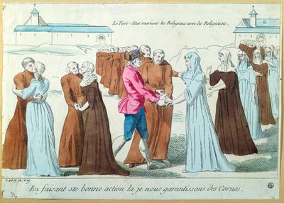 El Tercer Estado casando monjes con monjas, c.1792 de French School