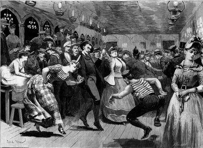 El baile de la tarde del jueves en "La Grenouillere" alrededor de París de French School