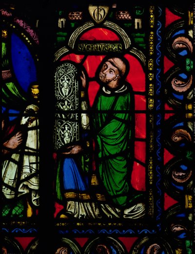 El Árbol de Jesé, detalle que representa al abad Suger (c.1081-1151) dando una ventana de French School