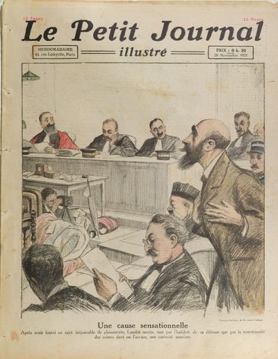 El juicio de Henri Désiré Landru (1869-1922) de Le Petit Journal, 20 de noviembre de 1921 de French School