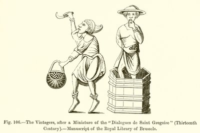 Los vendimiadores, según una miniatura de los Diálogos de San Gregorio de French School