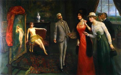 La visita al estudio del artista, c.1910 de French School