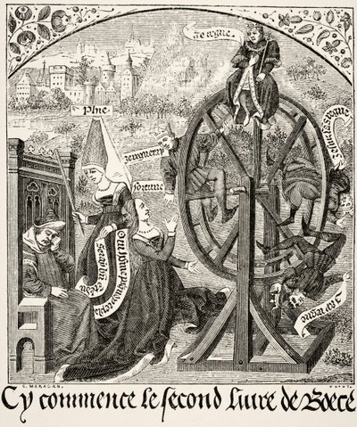 La rueda de la fortuna, de Ciencia y Literatura en la Edad Media por Paul Lacroix (1806-84) publicado en Londres 1878 de French School