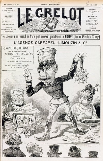 El Asunto Wilson, portada de Le Grelot, 16 de octubre de 1887 de French School
