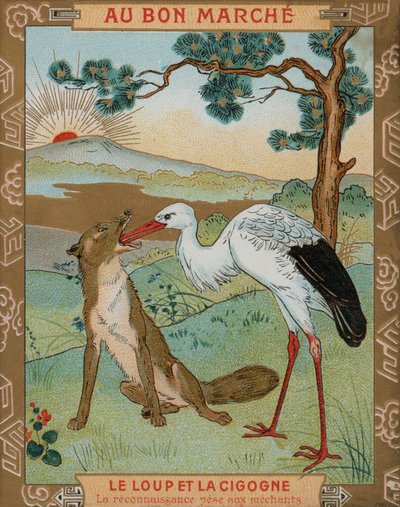 El lobo y la grulla, una de las fábulas de Esopo de French School