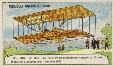 Los hermanos Wright perfeccionando la máquina voladora de Octave Chanute y realizando varios vuelos exitosos, EE.UU. de French School