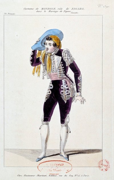El actor Claude Louis Seraphin Barizain (o Barisain) llamado Monrose (1783-1843) en el papel de Fígaro en 