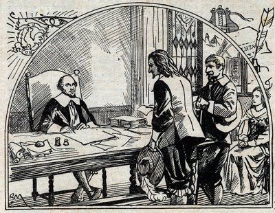 La oficina de dirección de Theophraste Renaudot (1586-1653), médico y periodista francés, fundador de la Gazette de France. Grabado anónimo de 1930. de French School