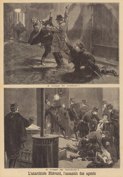 El anarquista Georges Etievant atacando a los policías en París de French School