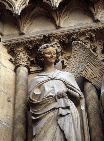 El ángel sonriente de la Catedral de Reims de French School
