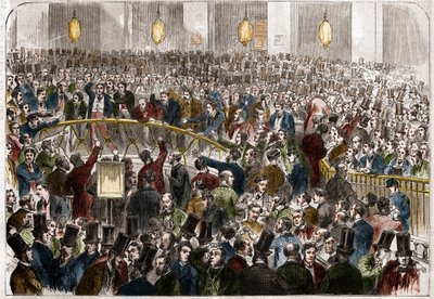 La cesta de los agentes de cambio en la Bolsa de París en 1867. de French School