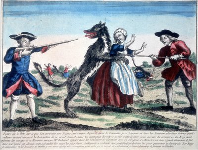 La bestia de Gévaudan muerta por soldados de French School