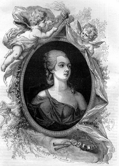La bella Marozie (Mariuccia, Mariozza o Marousie de Tusculum, ca. 890-932/937) madre incestuosa de dos generaciones de papas. Grabado en 